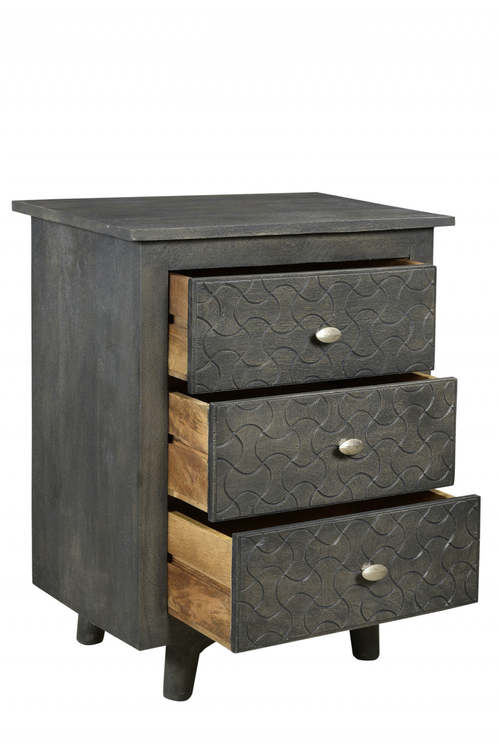 30" Gray Three Drawer Nightstand