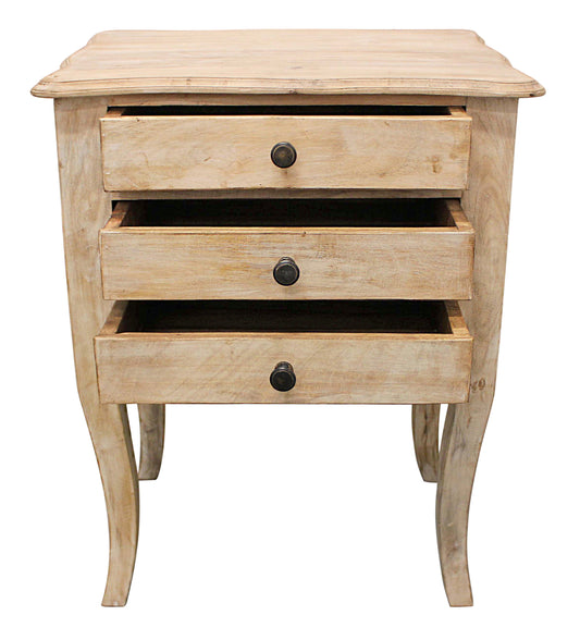 29" White Three Drawer Nightstand