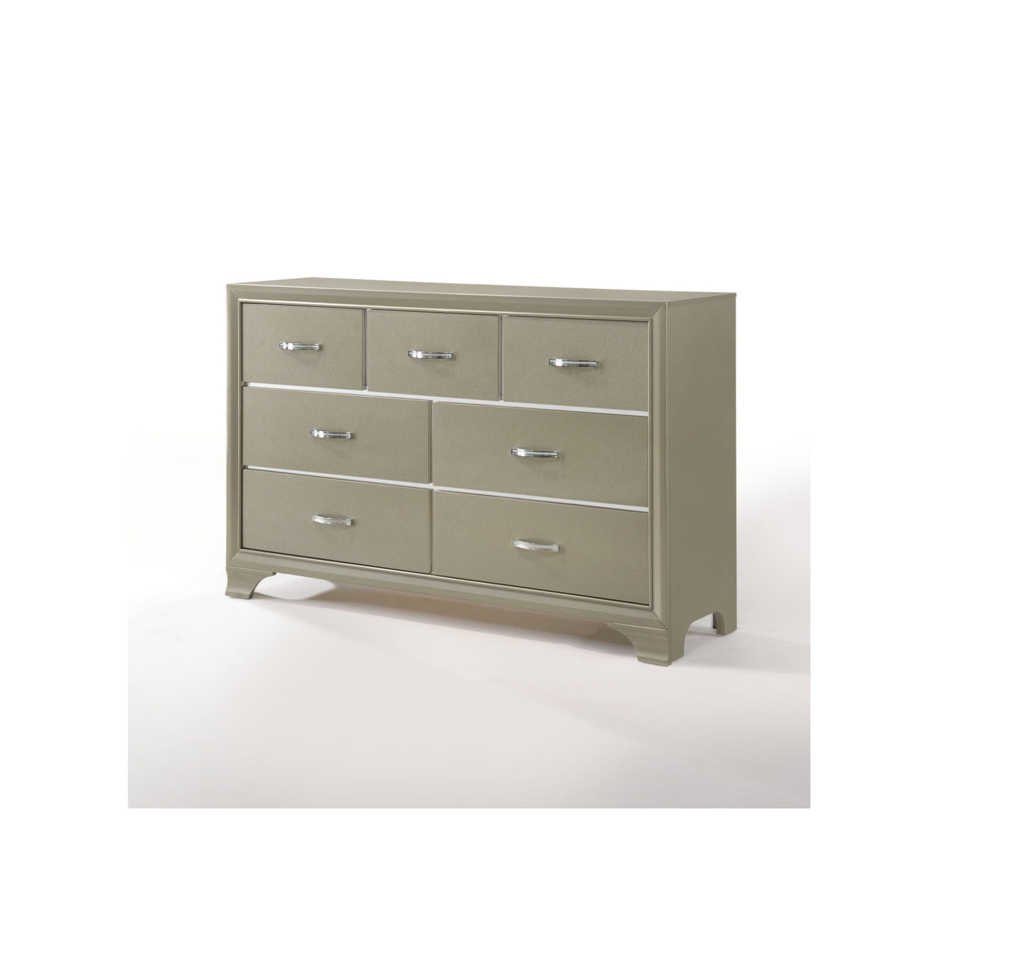 58" Champagne Solid and Manufactured Wood Seven Drawer Triple Dresser