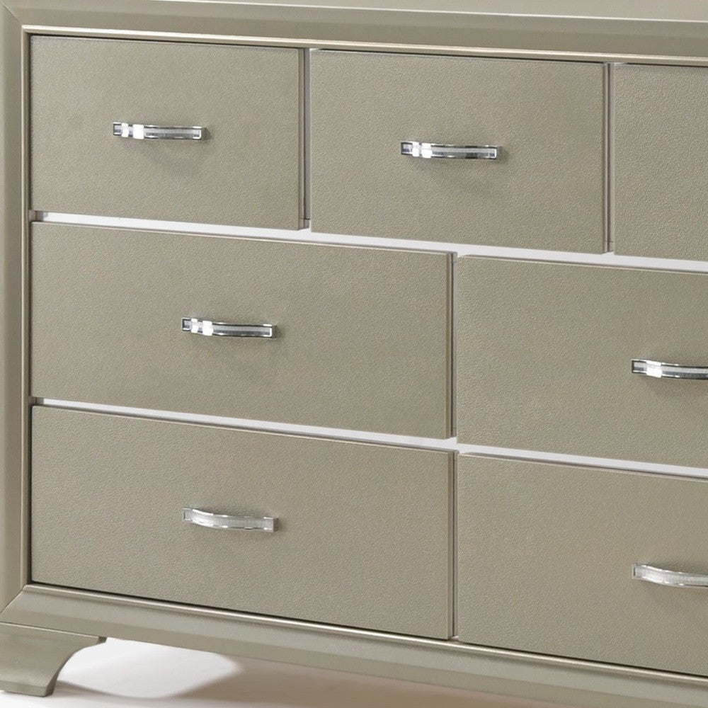 58" Champagne Solid and Manufactured Wood Seven Drawer Triple Dresser