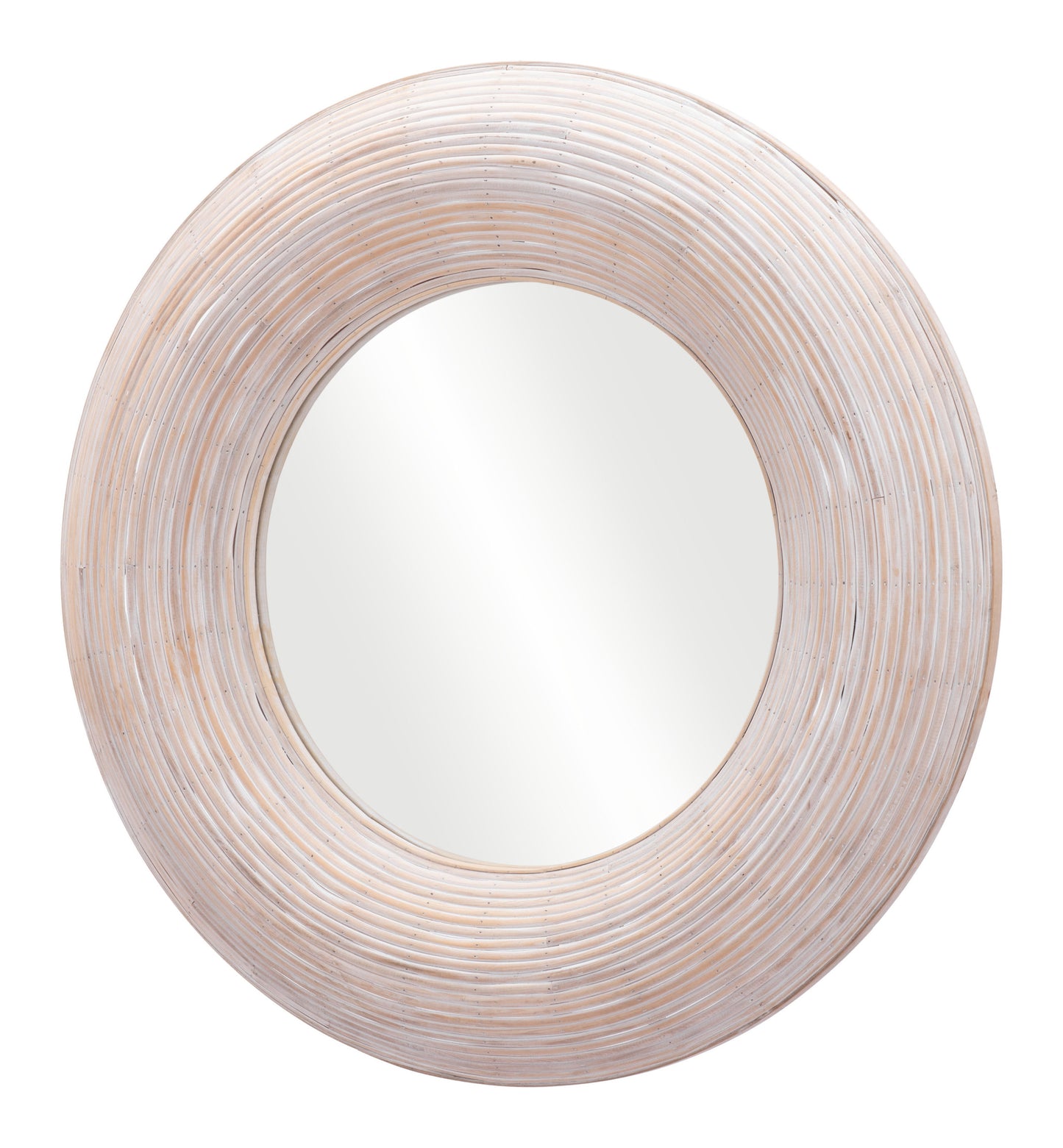 Beige Round Framed Accent Mirror