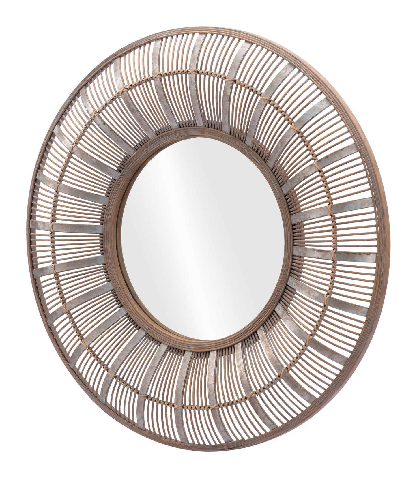 32" Brown Round Accent Mirror