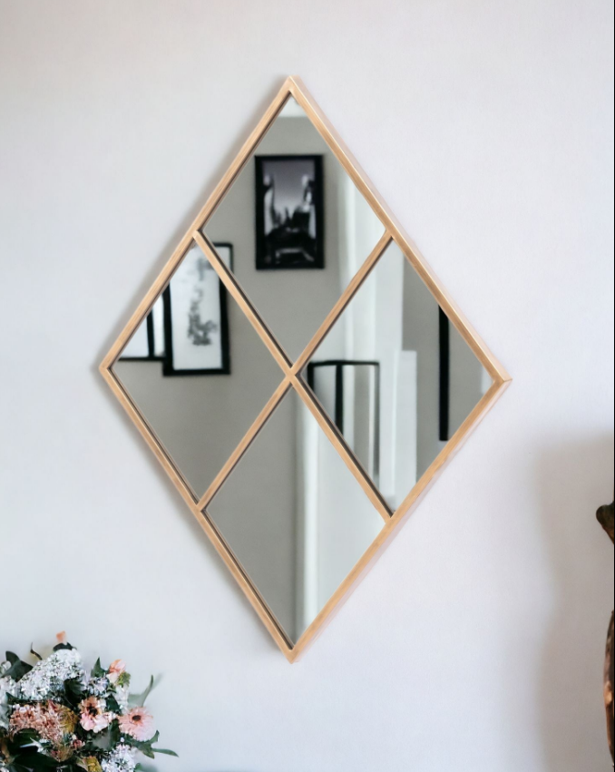 Gold Diamond Steel Framed Accent Mirror