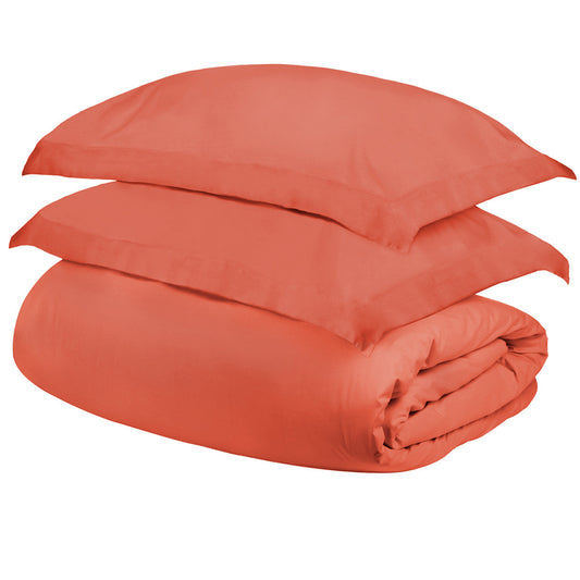 Coral Twin Cotton Blend 300 Thread Count Washable Duvet Cover Set