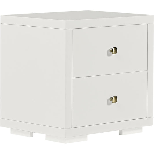 19" White Two Drawer Nightstand