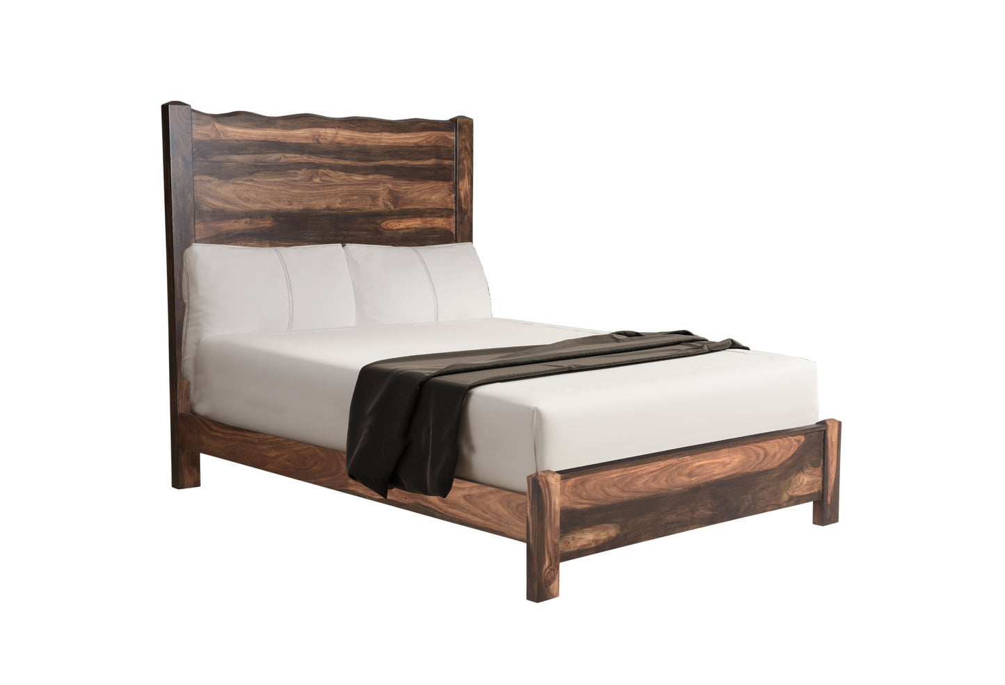 Live Edge Solid Wood Queen Dark Brown Bed