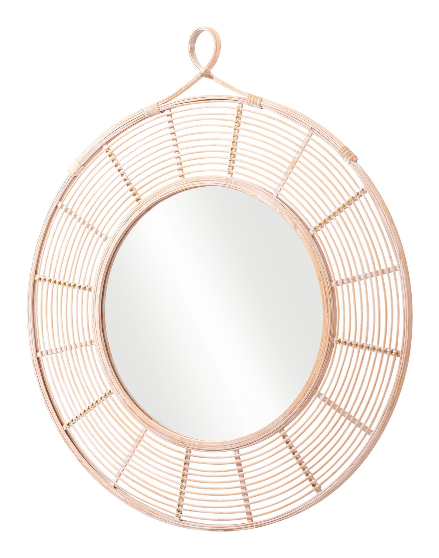 Natural Round Framed Accent Mirror