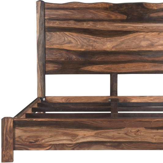 Live Edge Solid Wood King Dark Brown Bed