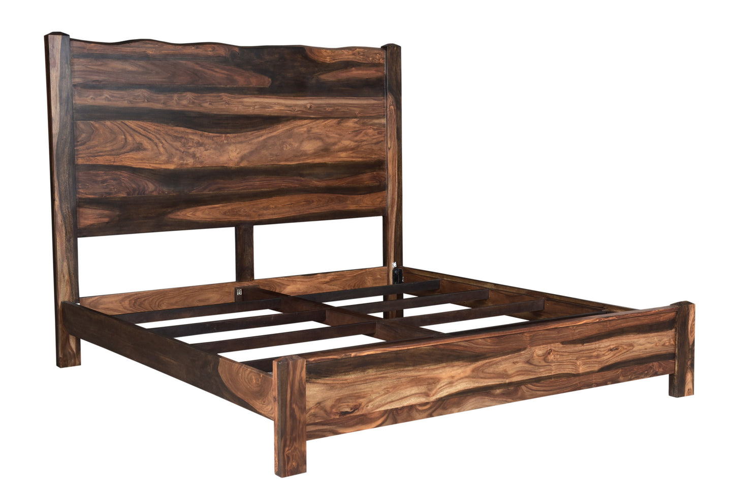 Live Edge Solid Wood King Dark Brown Bed