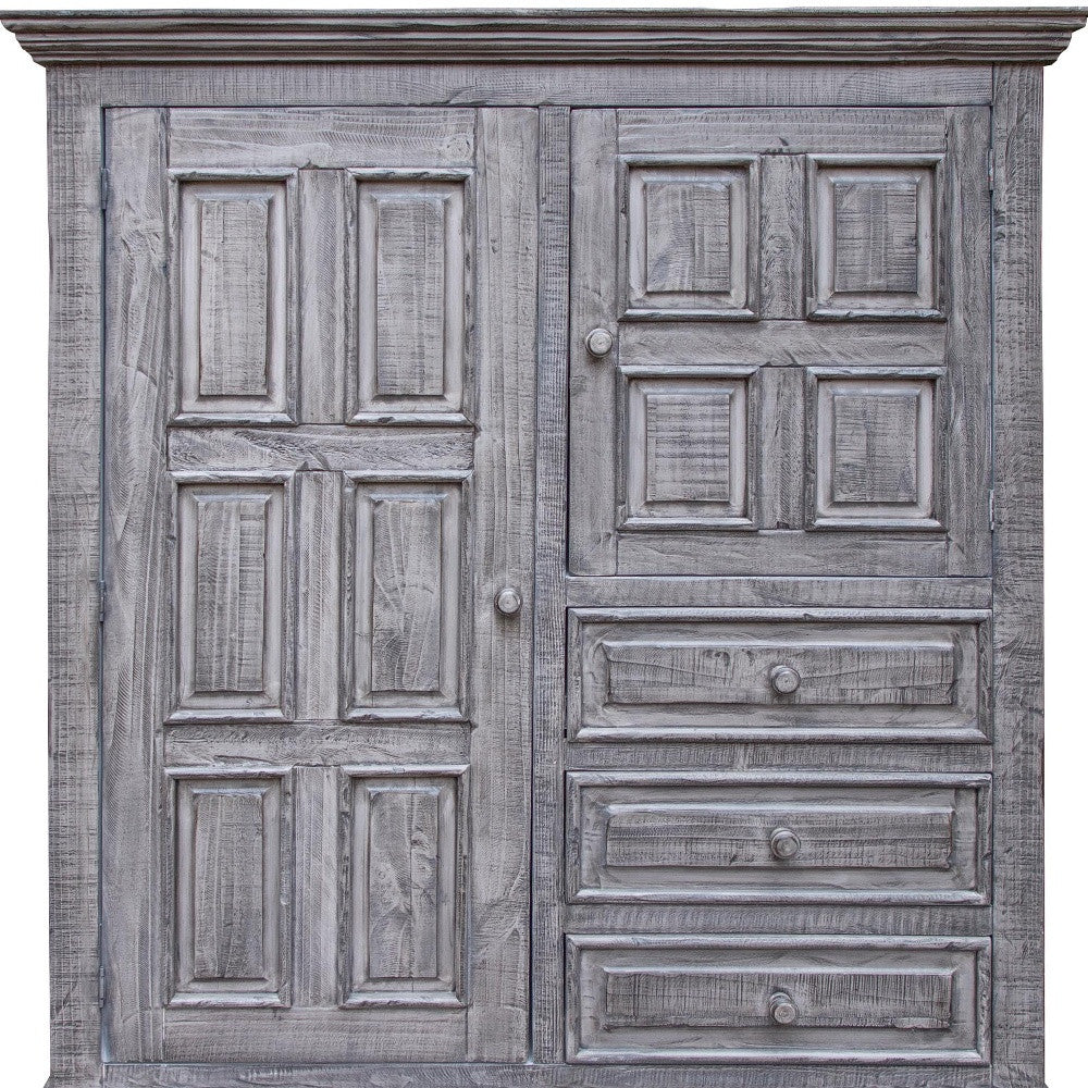 55" Gray Solid Wood Three Drawer Gentlemans Chest