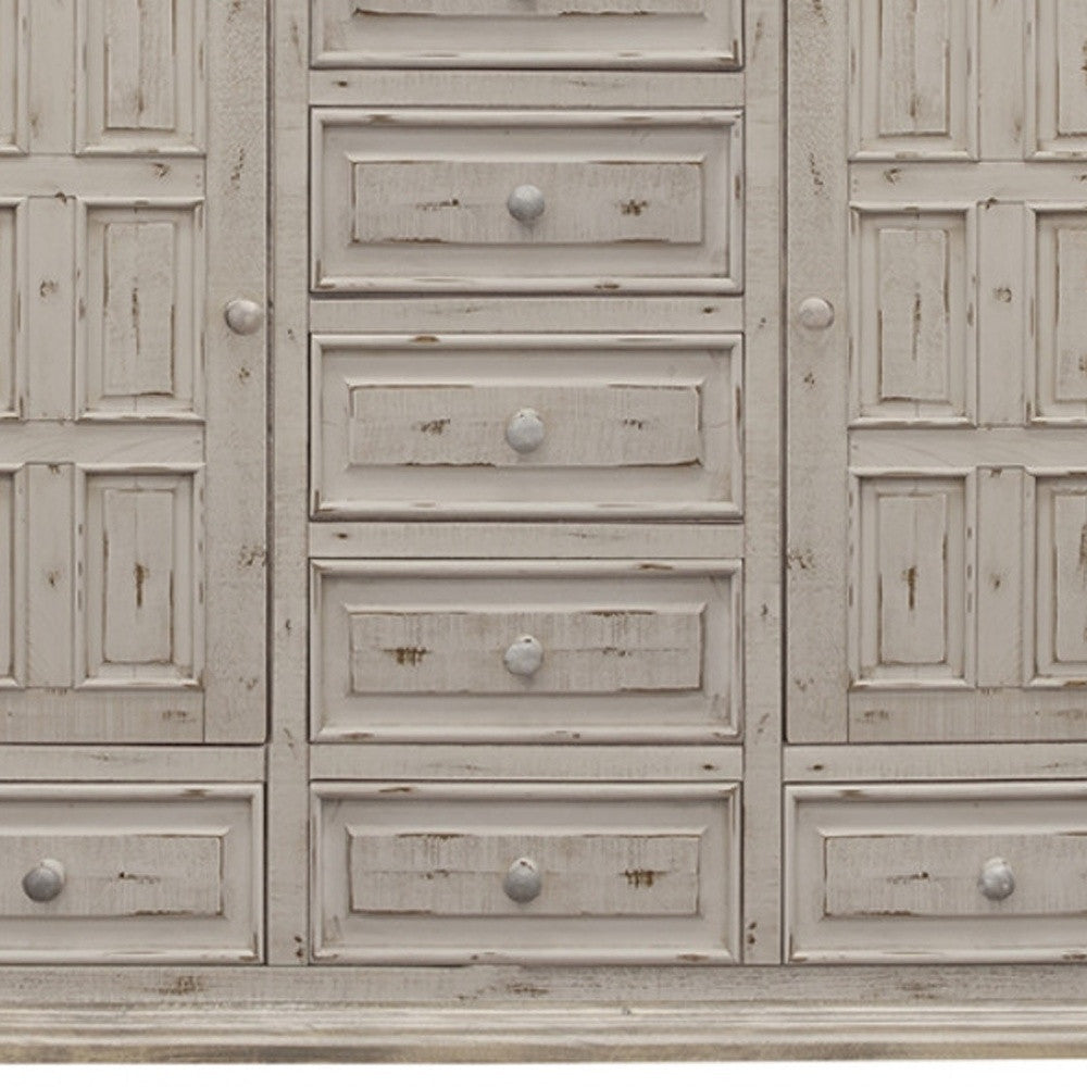 64" White Solid Wood Seven Drawer Gentlemans Chest