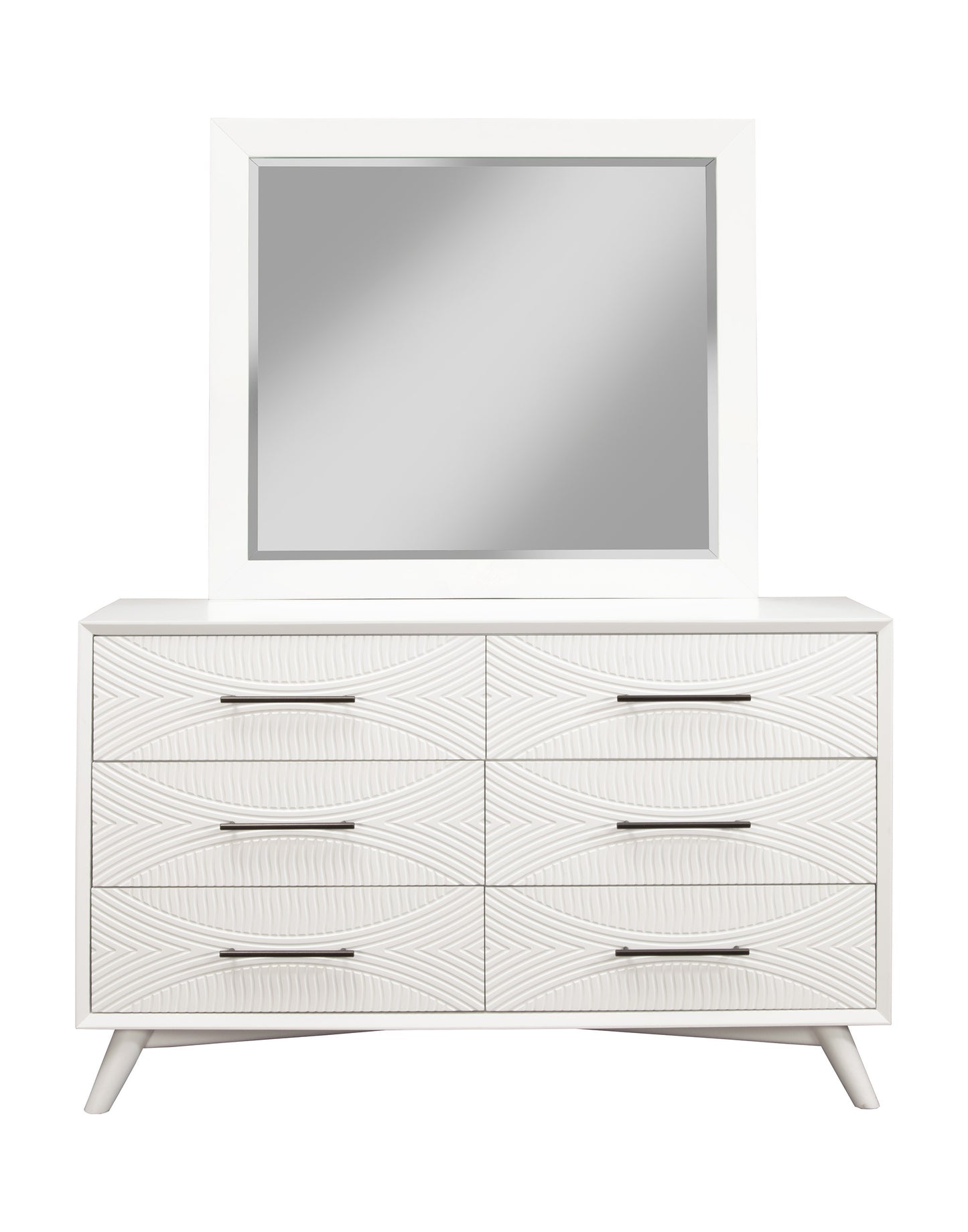 56" White Solid Wood Six Drawer Double Dresser