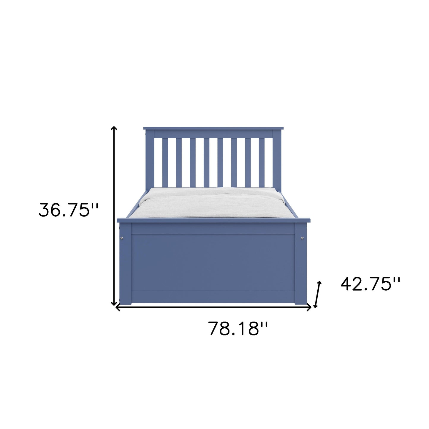 Blue Solid Wood Twin Bed With Pull Out Trundle