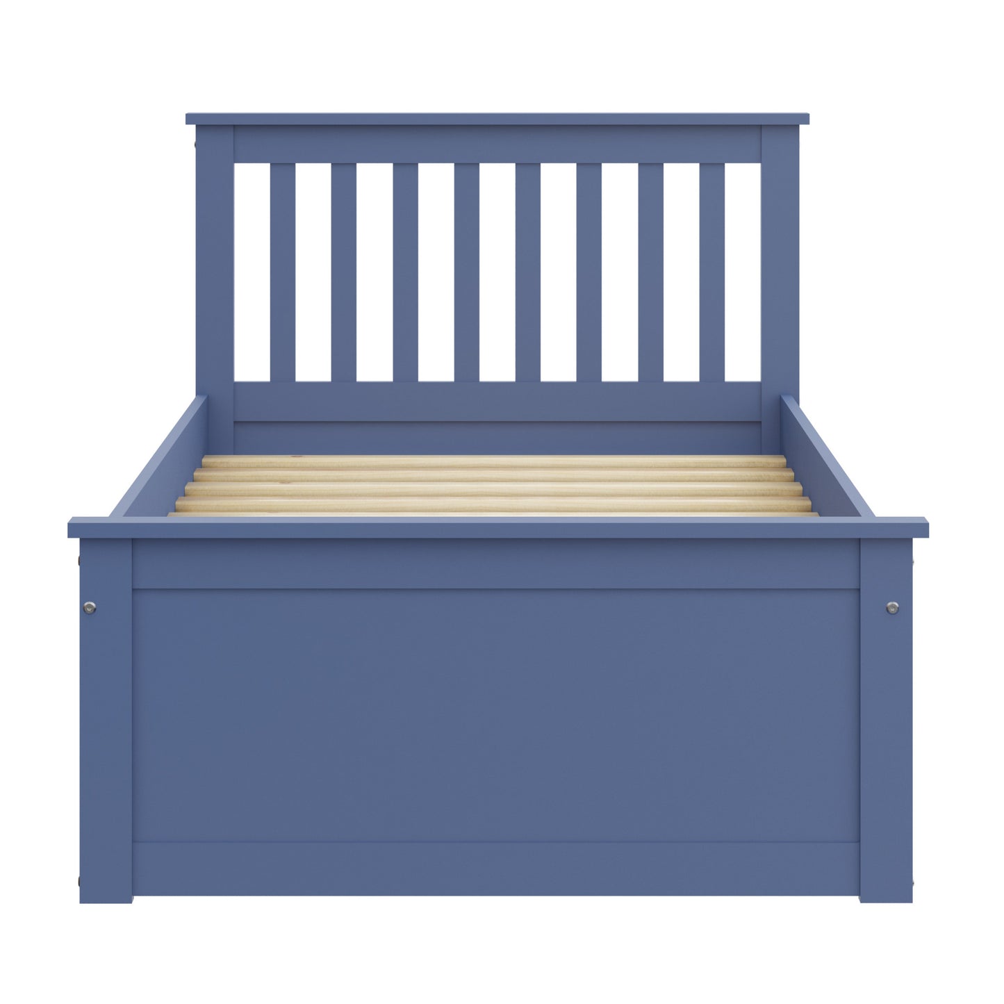 Blue Solid Wood Twin Bed With Pull Out Trundle