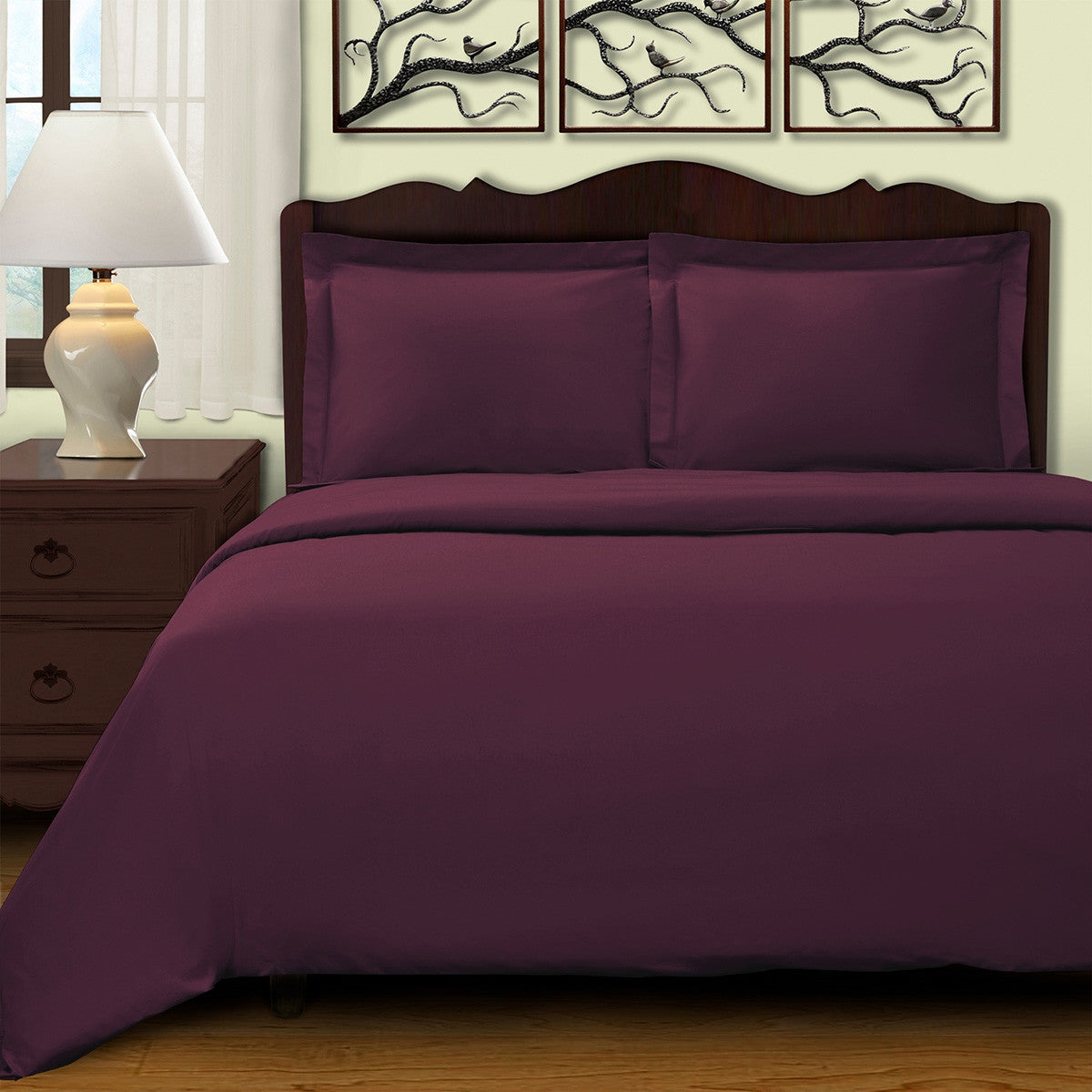 Plum King Cotton Blend 400 Thread Count Washable Duvet Cover Set