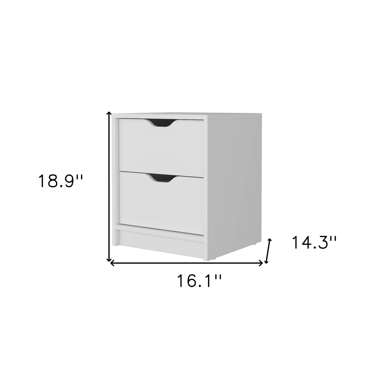 19" White Two Drawer Nightstand With Integrated Tech