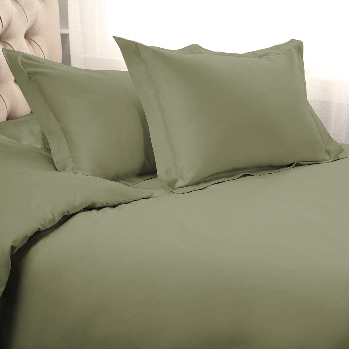 Sage Queen Cotton Blend 1000 Thread Count Washable Duvet Cover Set