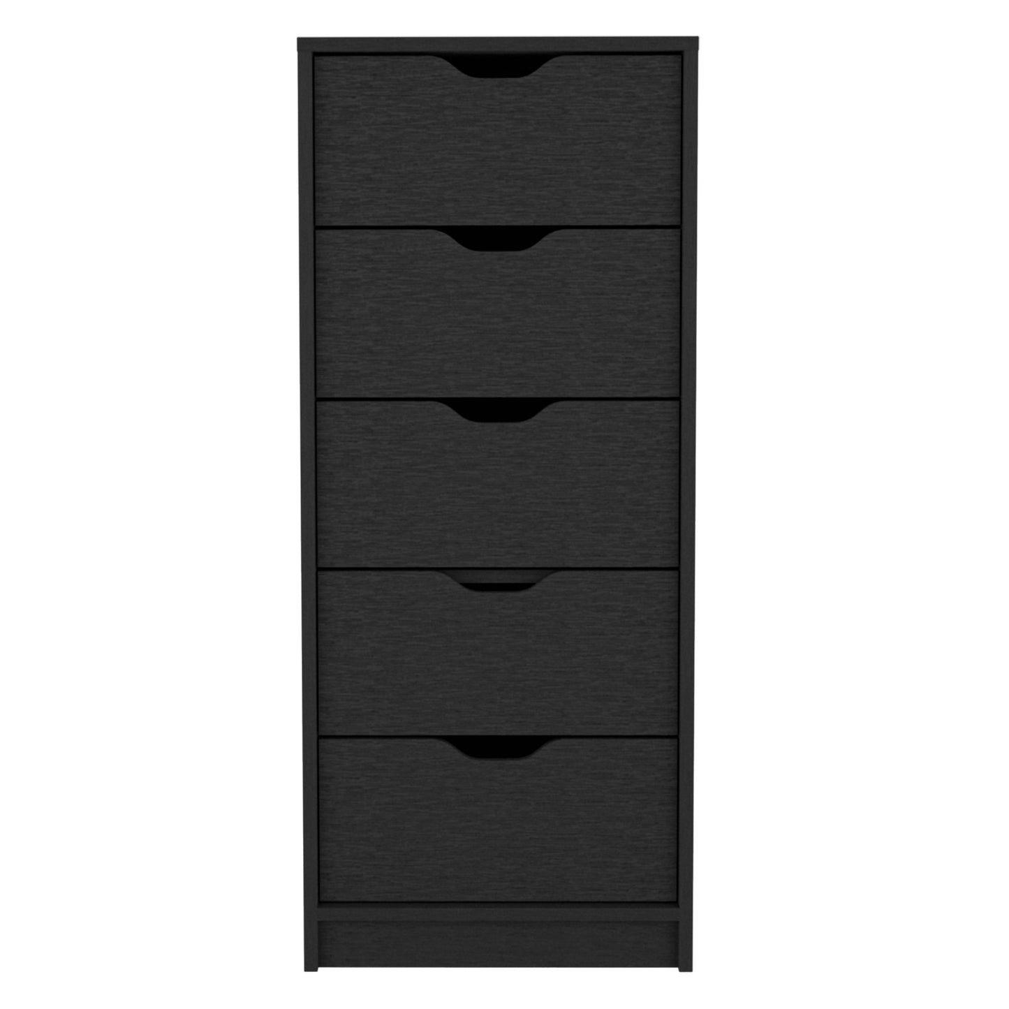 18" Black Charcoal Manufactured Wood Five Drawer Tall and Narrow Dresser