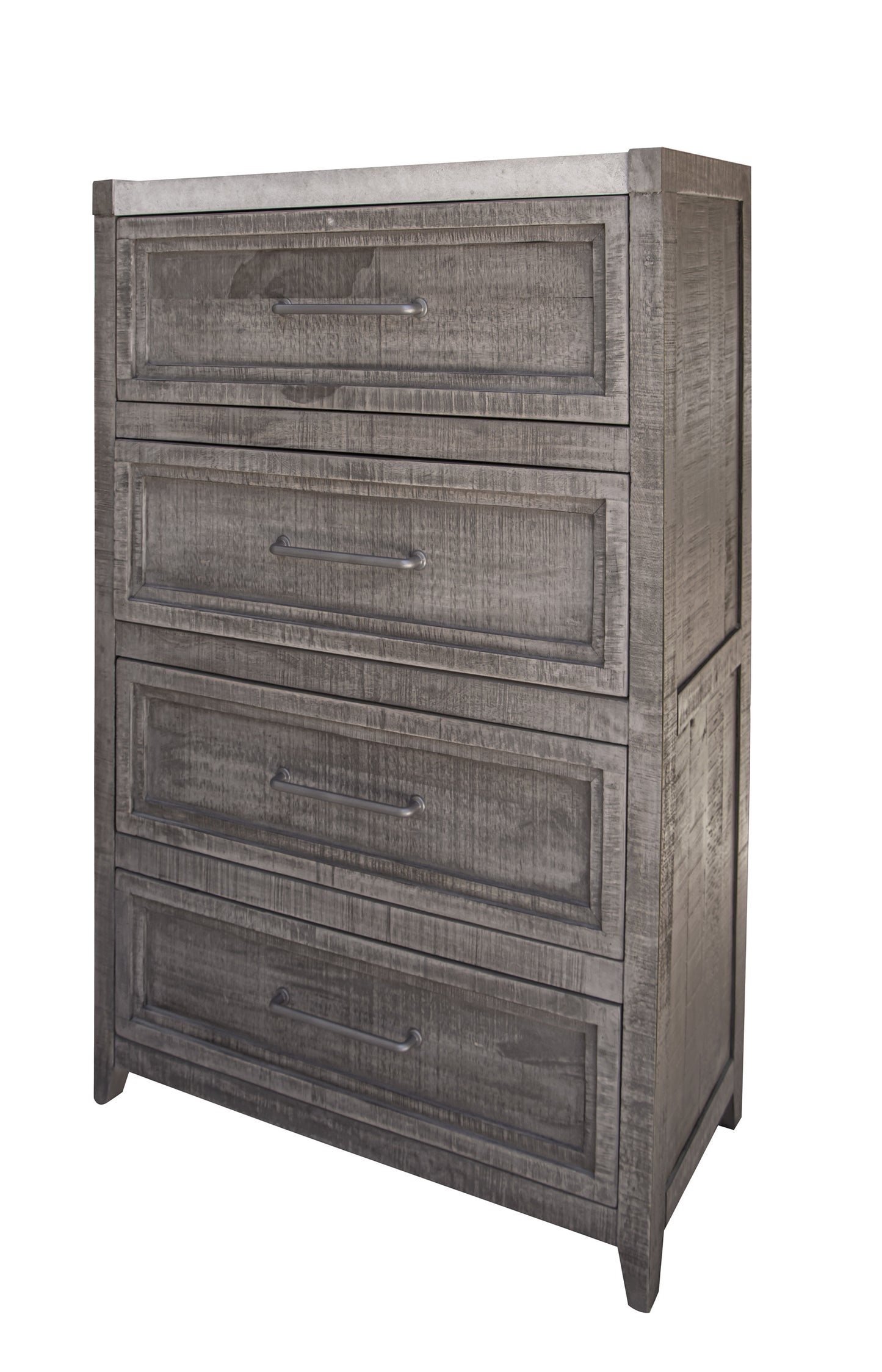 37" Gray Solid Wood Four Drawer Chest