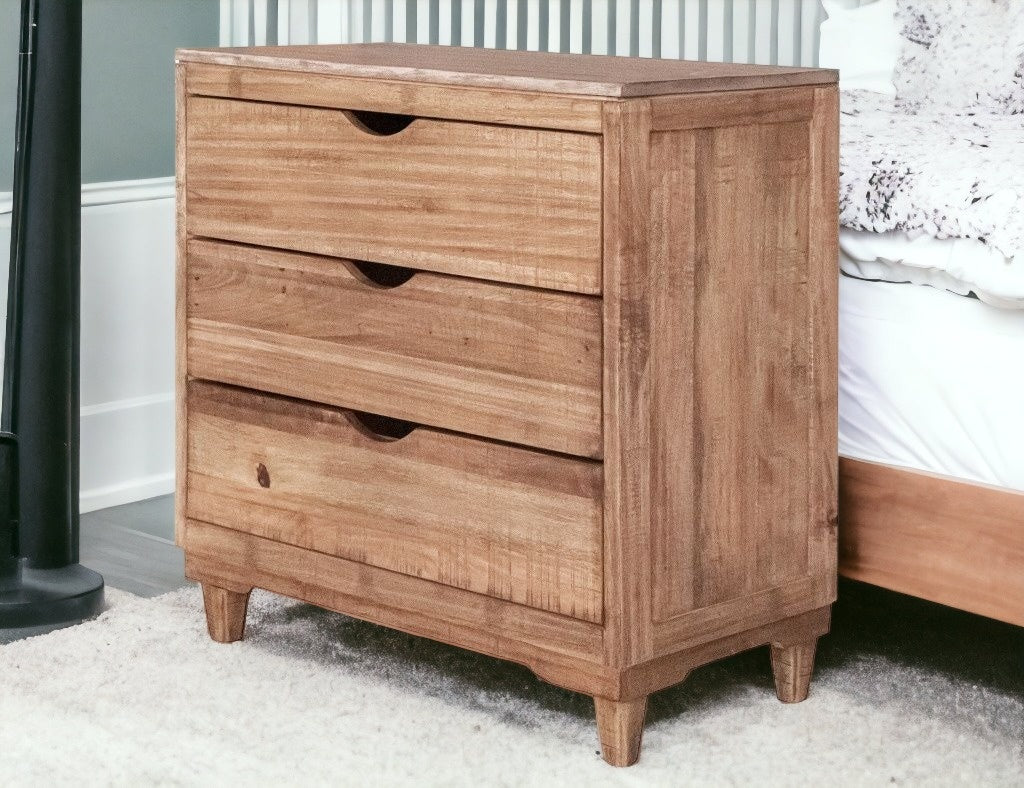 36" Natural Solid Wood Three Drawer Chest