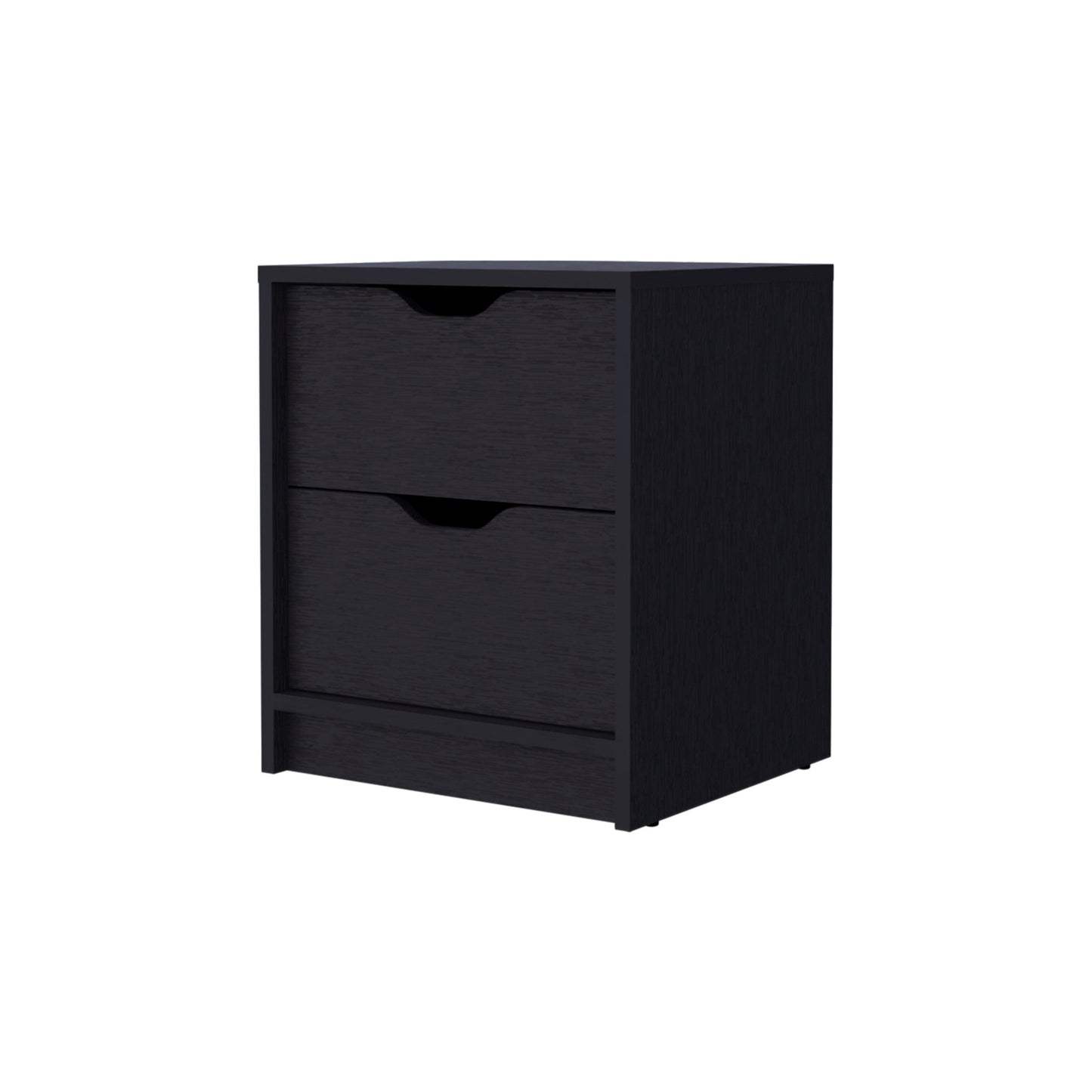 19" Black Two Drawer Nightstand With Integrated Tech