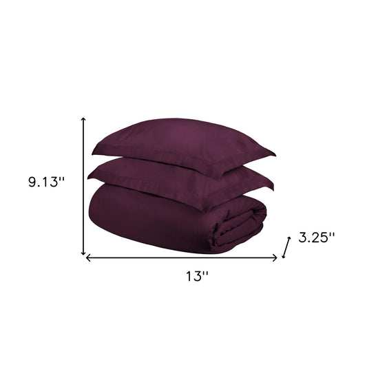 Plum Twin Cotton Blend 400 Thread Count Washable Duvet Cover Set