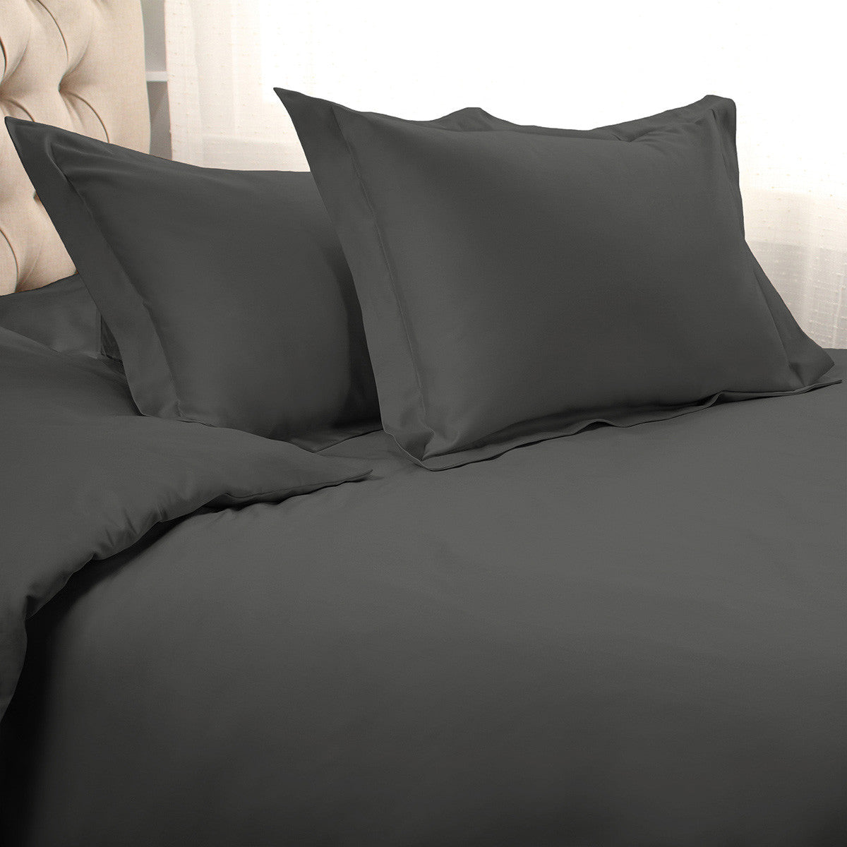 Gray King Cotton Blend 1500 Thread Count Washable Duvet Cover Set