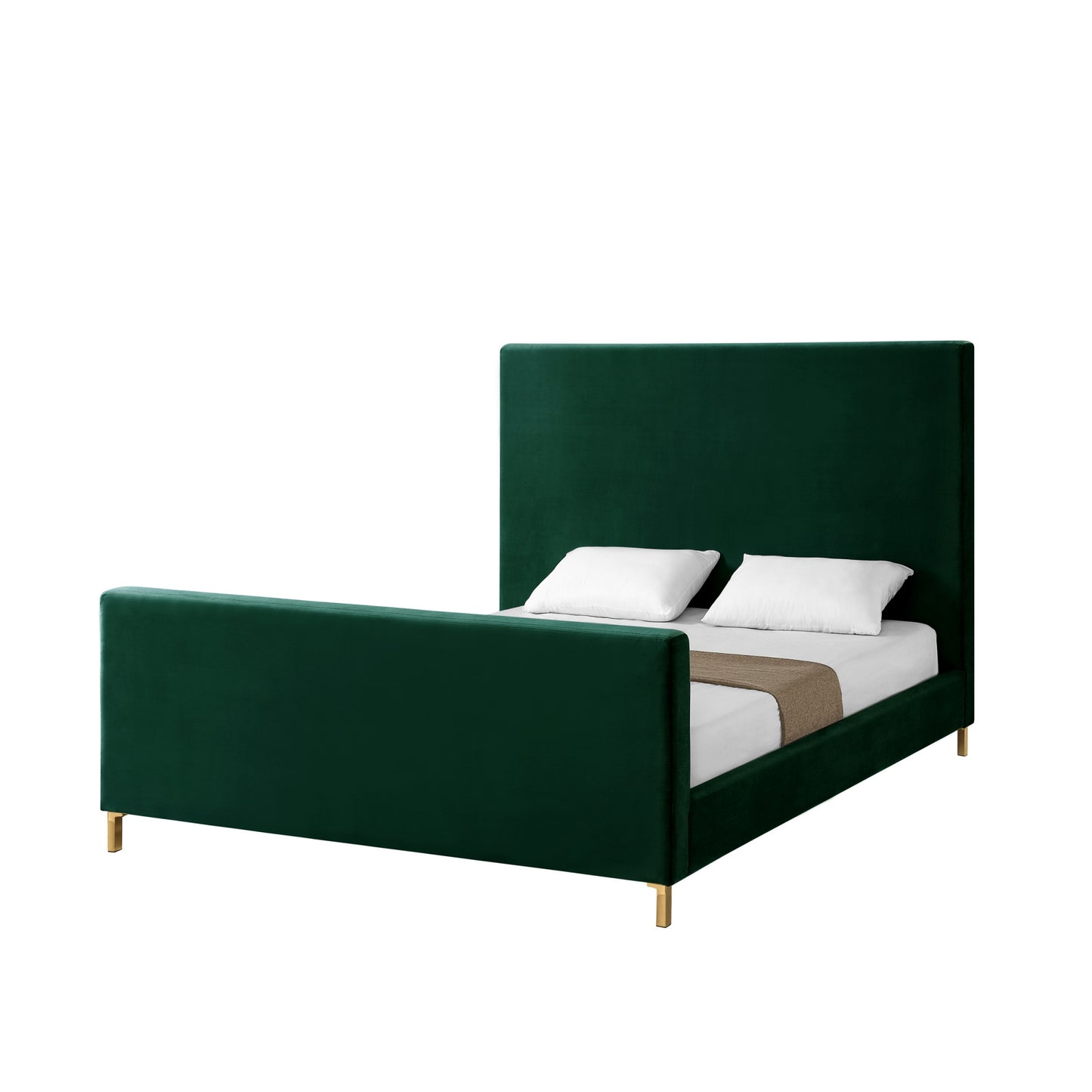 Hunter Green Solid Wood King Upholstered Velvet Bed