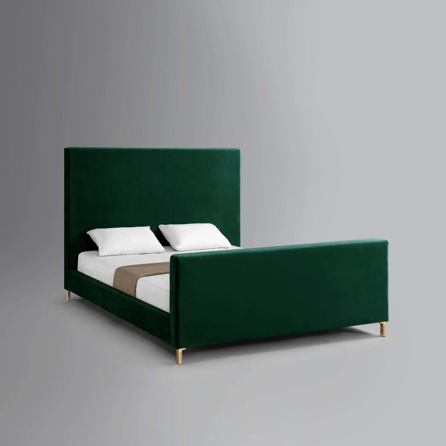 Hunter Green Solid Wood King Upholstered Velvet Bed