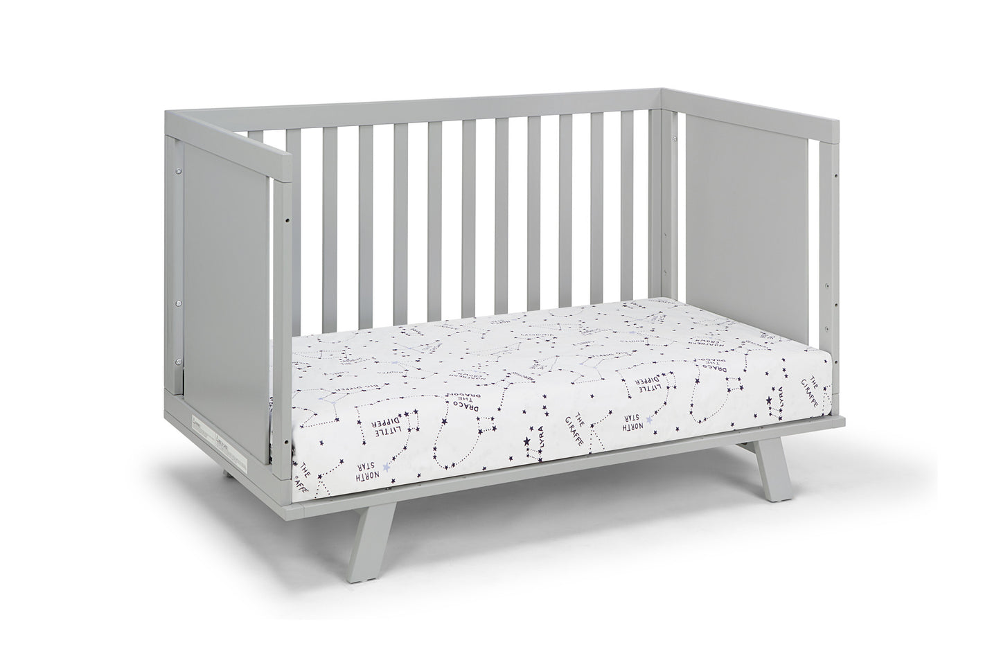 Light Gray Solid and Manufactured Wood Standard Three In One Convertible Crib