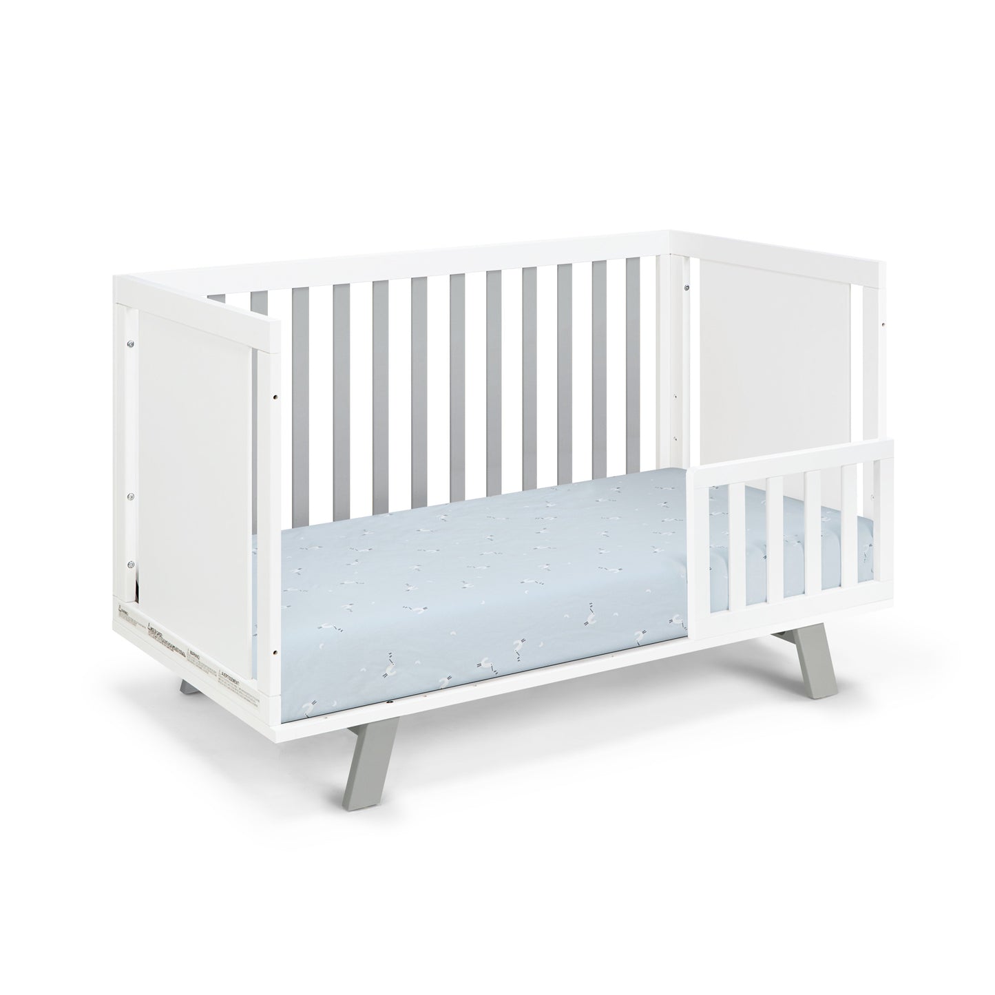 Gray and White Solid and Manufactured Wood Standard Three In One Convertible Crib