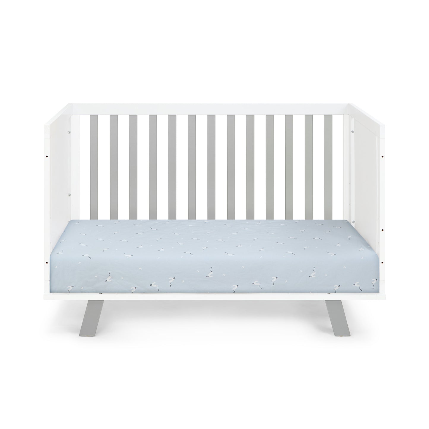 Gray and White Solid and Manufactured Wood Standard Three In One Convertible Crib