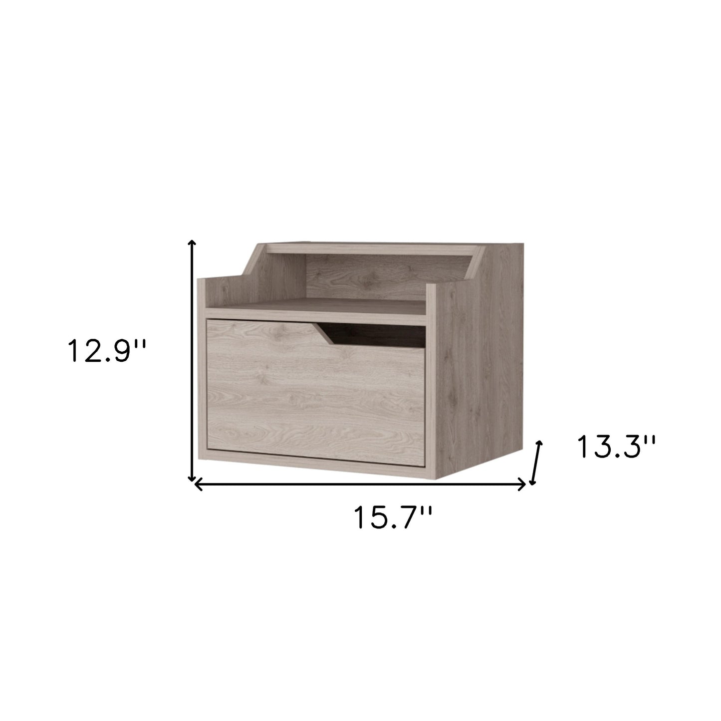 13" Gray One Drawer Faux Wood Floating Nightstand