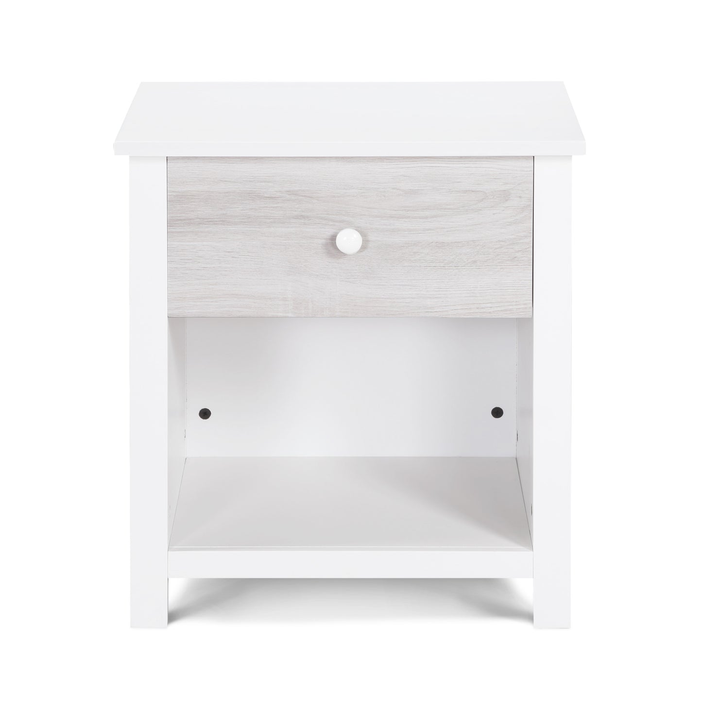 24" White and Gray One Drawer Nightstand