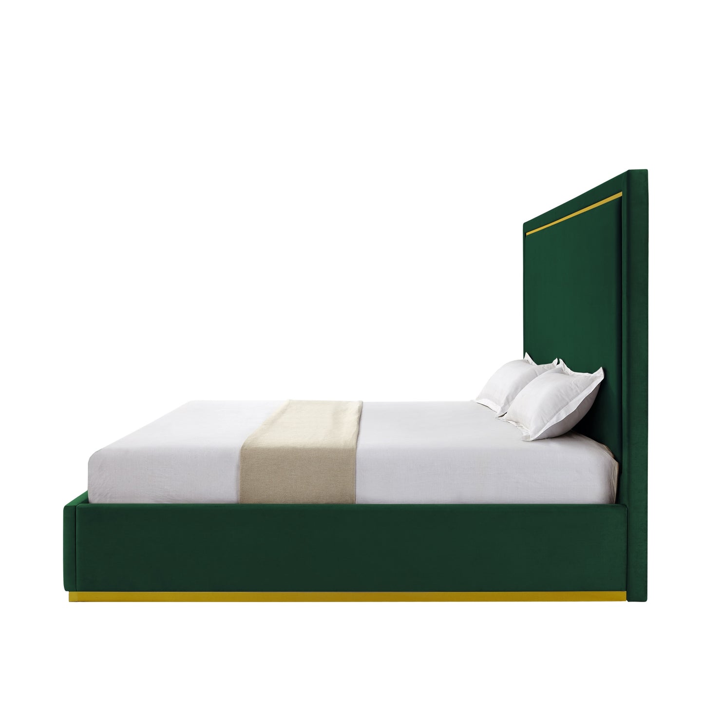 Hunter Green Solid Wood King Upholstered Velvet Bed