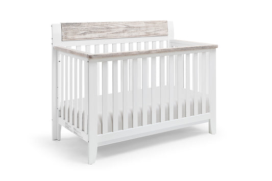 White Solid and Manufactured Wood Standard Four In One Convertible Crib