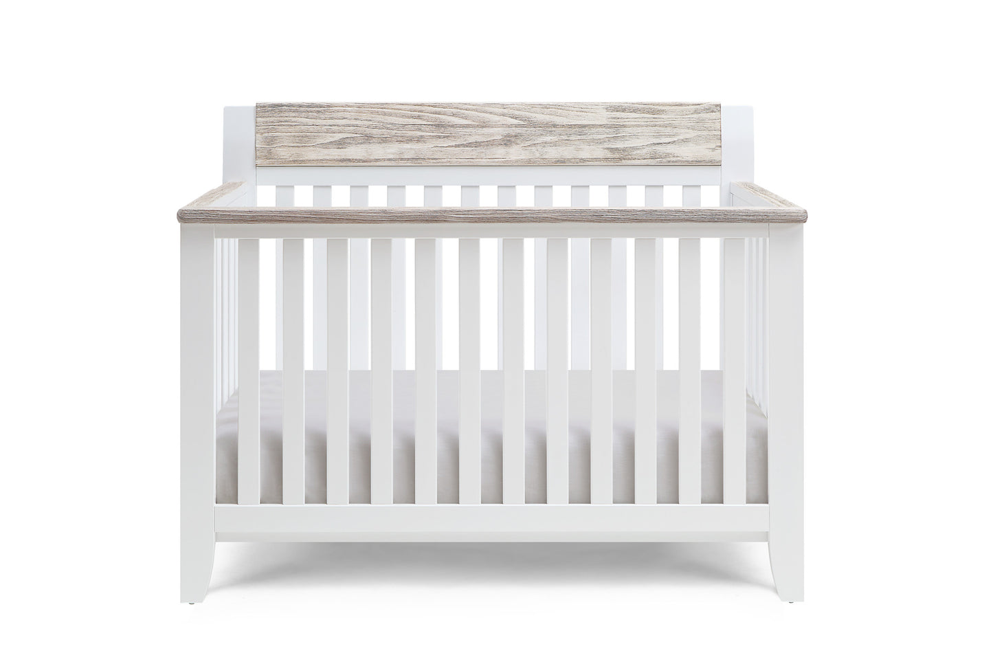 White Solid and Manufactured Wood Standard Four In One Convertible Crib