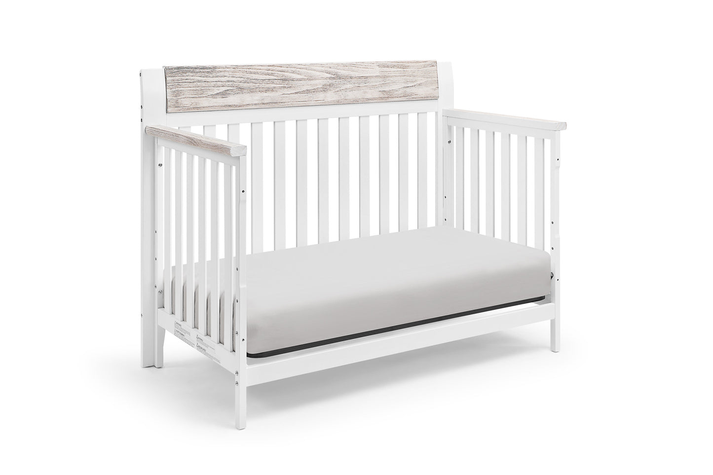 White Solid and Manufactured Wood Standard Four In One Convertible Crib