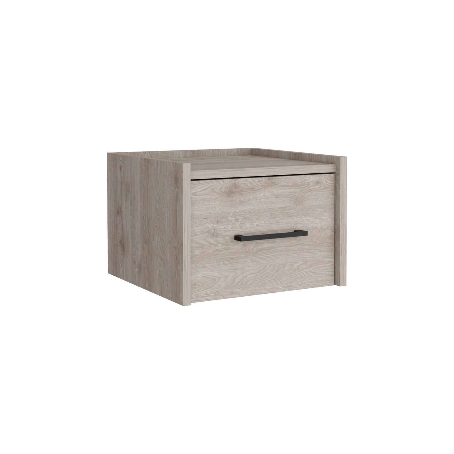 10" Gray One Drawer Faux Wood Floating Nightstand