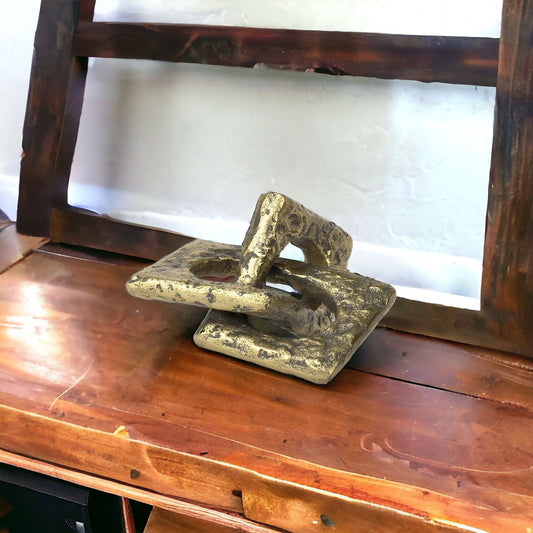 Handcrafted Rustic Gold Large Abstract Sculpture
