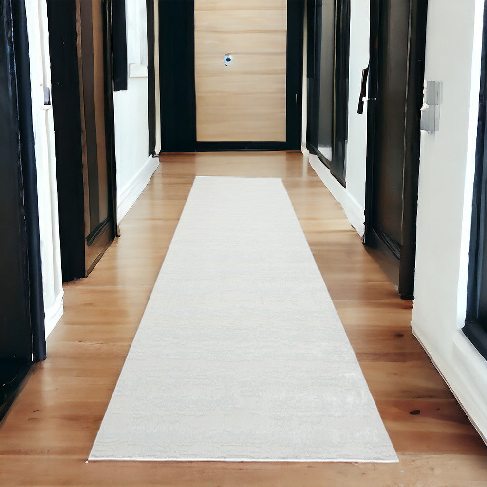 10' White Abstract Washable Non Skid Area Rug