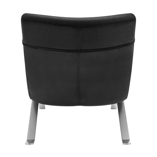 66" Black and Silver Velvet Lounge Chair