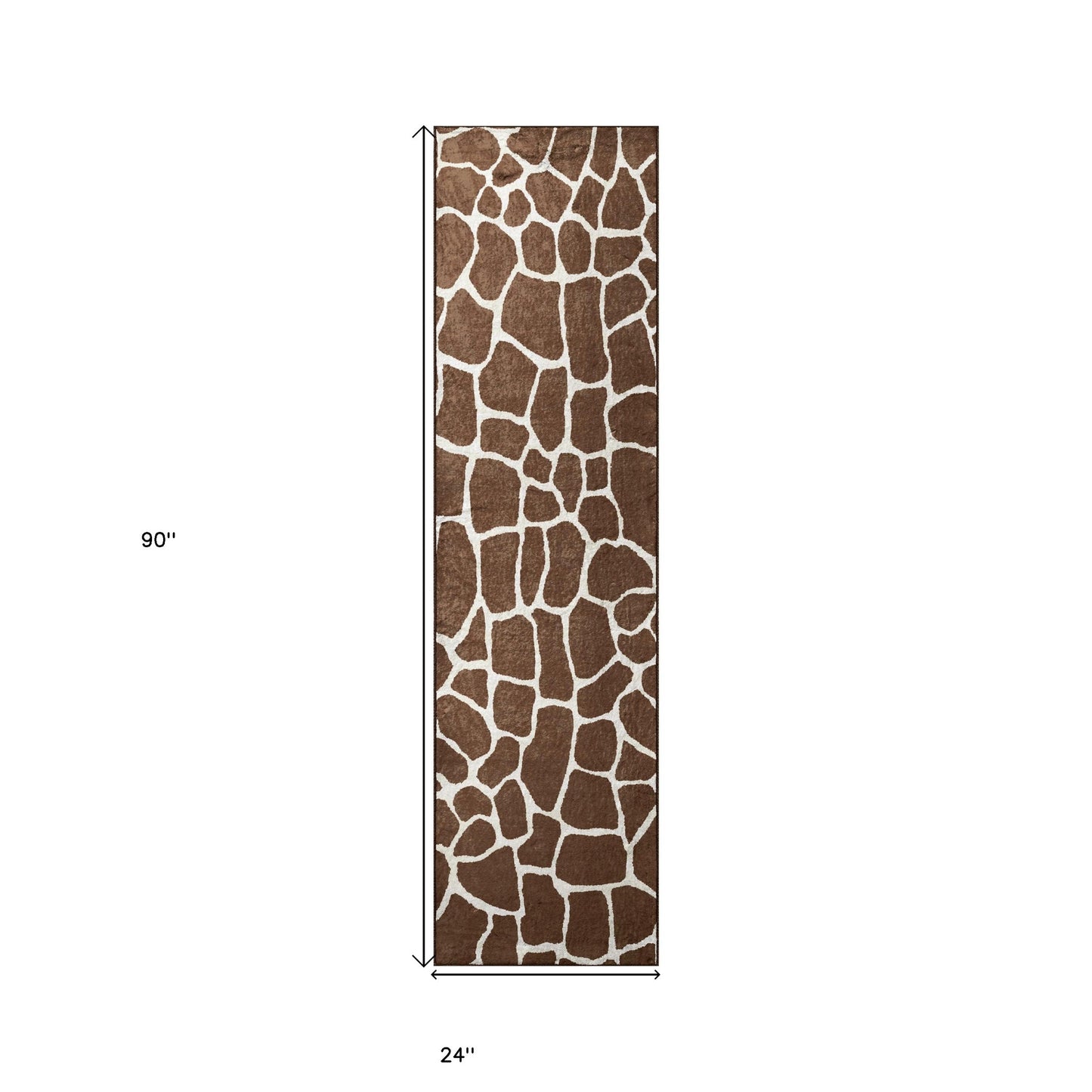 8' Brown and Ivory Animal Print Handmade Non Skid Runner Rug