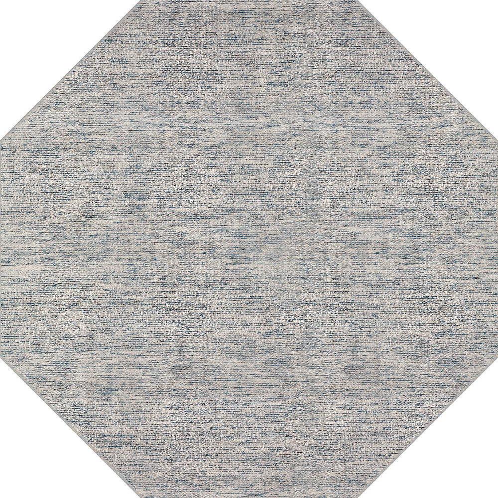 6' Blue and Ivory Octagon Wool Hand Loomed Area Rug