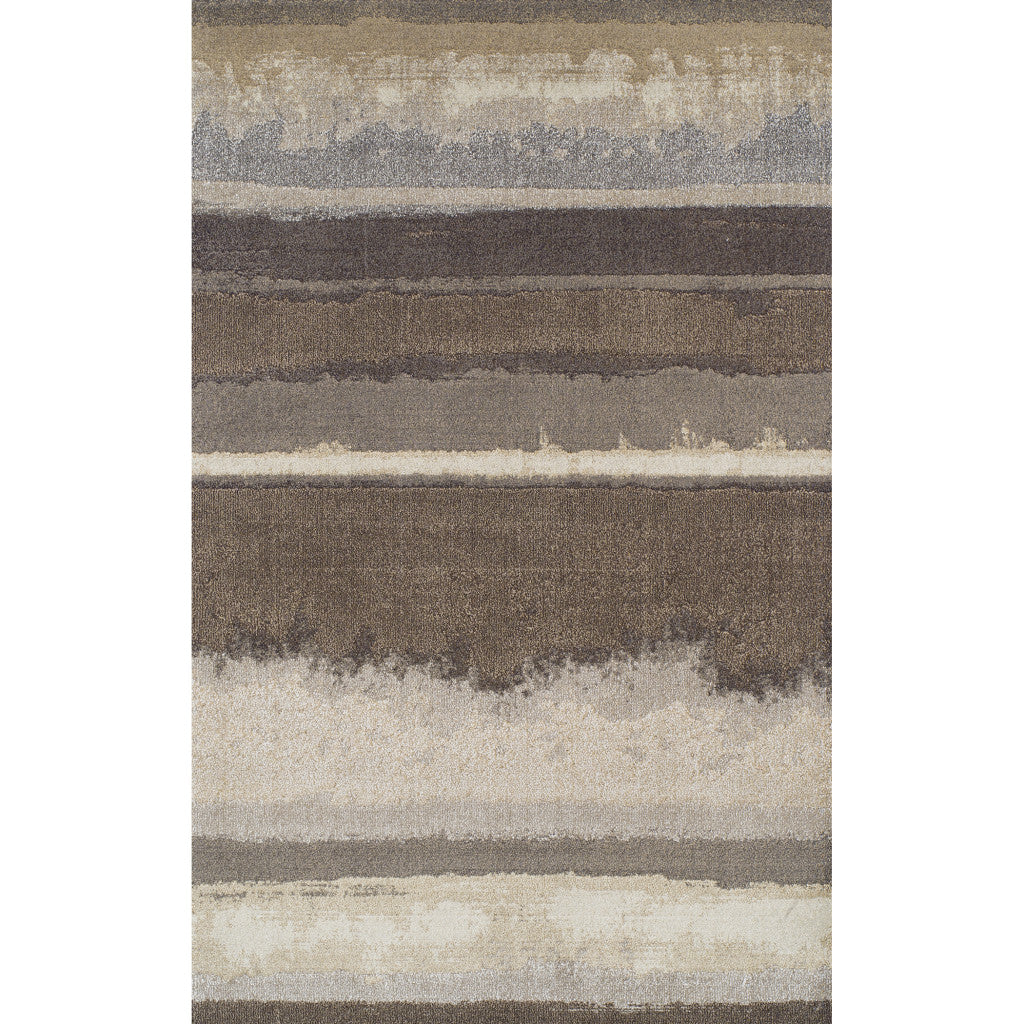 8' x 11' Brown and Ivory Abstract Area Rug