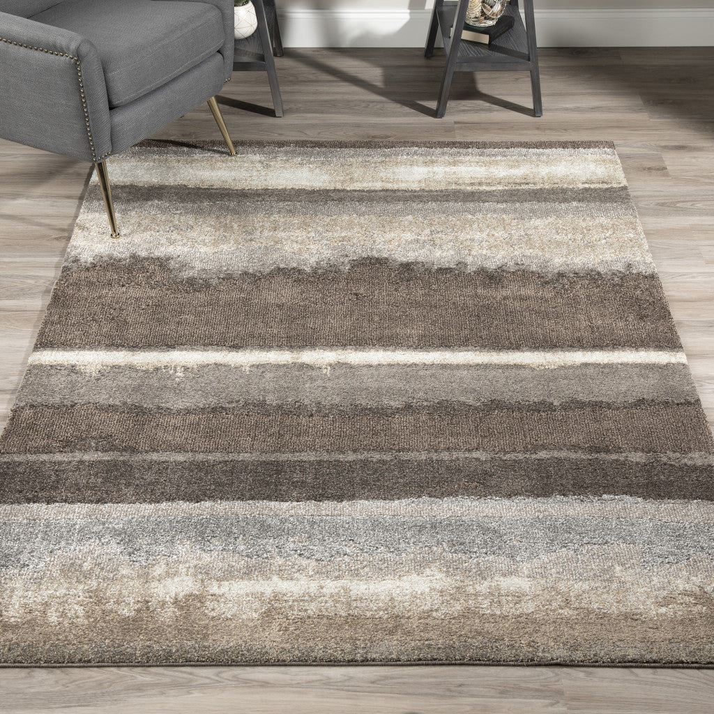 8' x 11' Brown and Ivory Abstract Area Rug