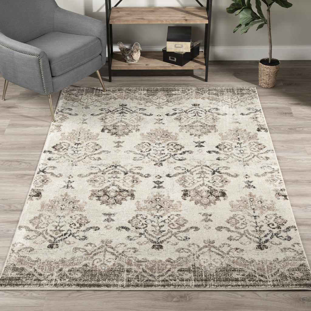 8' x 11' Beige and Brown Oriental Area Rug