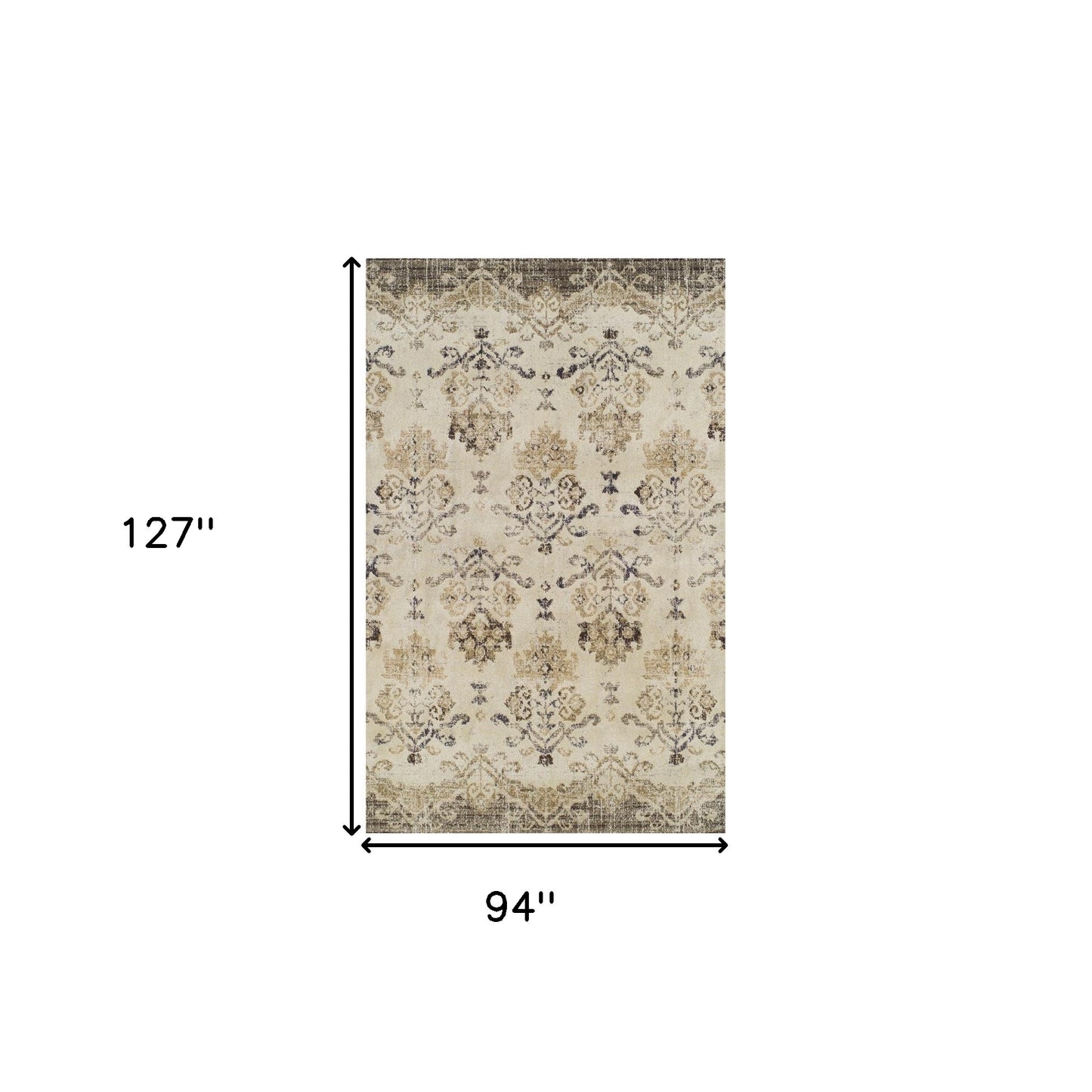 8' x 11' Beige and Brown Oriental Area Rug