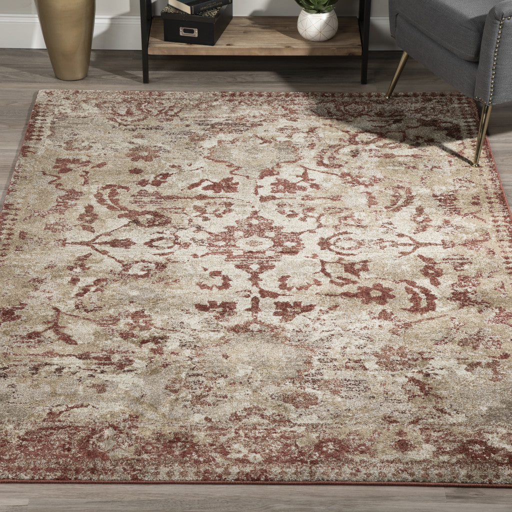 10' x 13' Red and Beige Oriental Area Rug