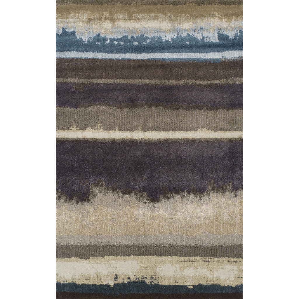 5' x 8' Beige and Brown Abstract Area Rug